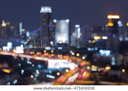 Urban blurred lights night view, abstract background