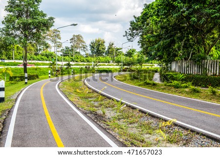 Bicycle lane in Chiangmai city, Thailand.