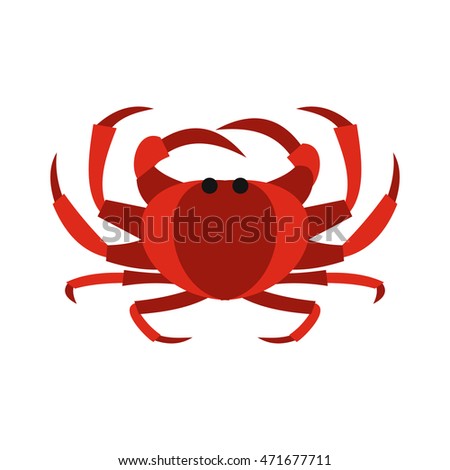 Crab icon in flat style isolated on white background. Marine animal symbol