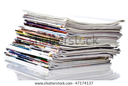 Pile of Newspapers isolated onb white background