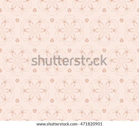 Abstract illustration of a seamless pattern of floral ornament. Vector. Beige, pastel color. For the design of printed products, holiday material, fashion design