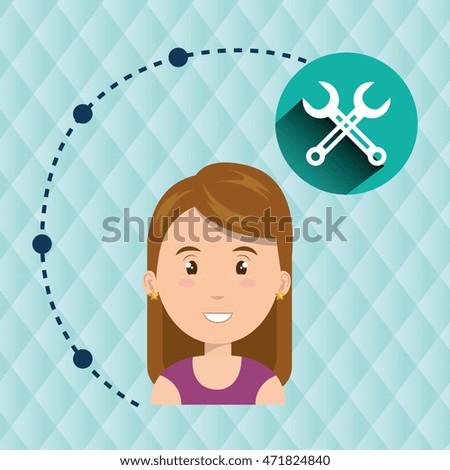 girl connection app icon vector illustration design