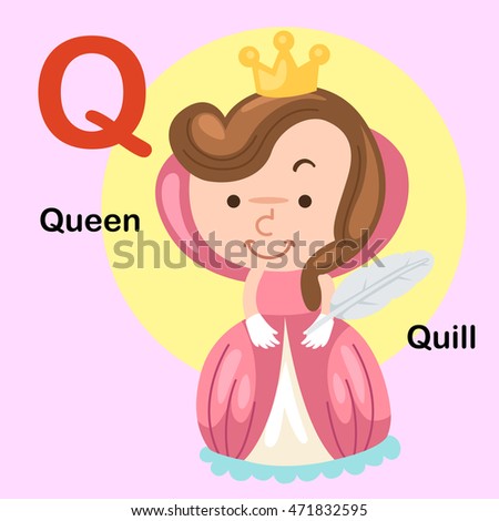 Illustration Isolated Alphabet Letter Q-Queen,Quill.vector