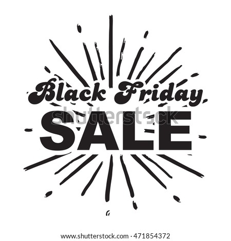 Black Friday Sale with sun burst and white background