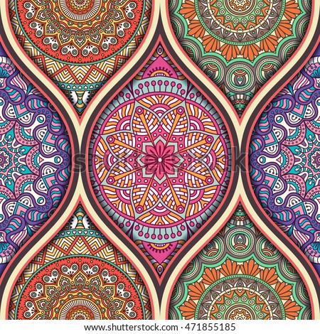 seamless tile pattern moroccan bohemian mandala vector design indian colorful pink tribal