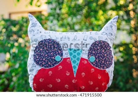 Textile owl . Concept pillow toys