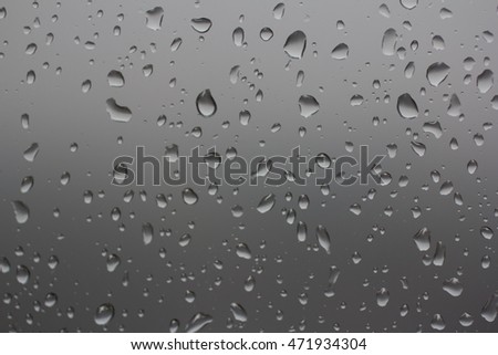 Water drops on gray background closeup