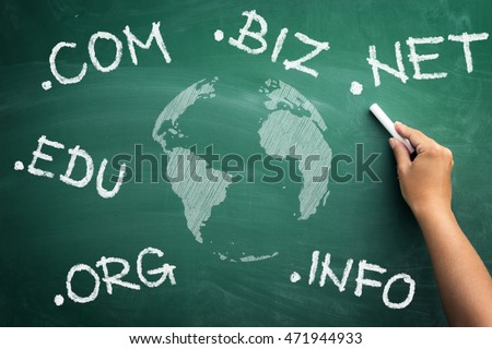 Domain names written with chalk on the blackboard
