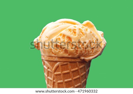 Vanilla Ice Cream and green background.