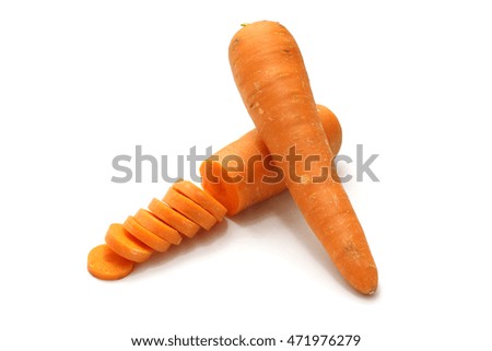 Isolated carrot sliced on white background with clipping path