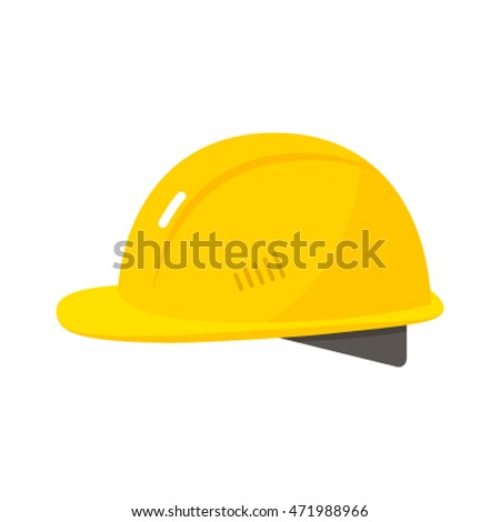 yellow hard hat worker safety. flat vector illustration isolated on white background Royalty-Free Stock Photo #471988966