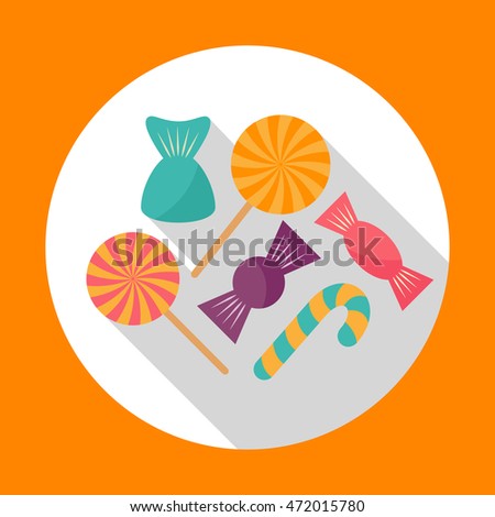 Colorful Halloween candy flat icon with long shadow. Vector illustration. EPS10.