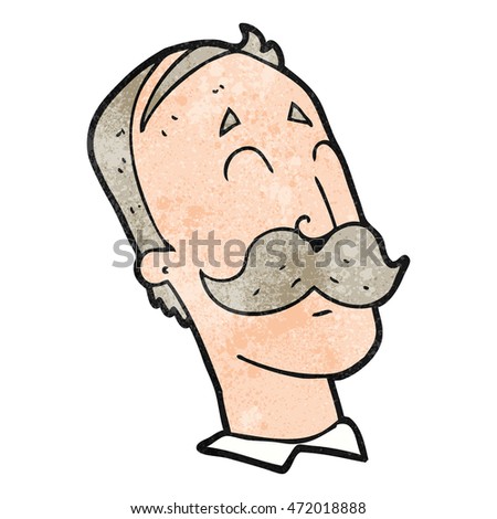 freehand textured cartoon ageing man with mustache