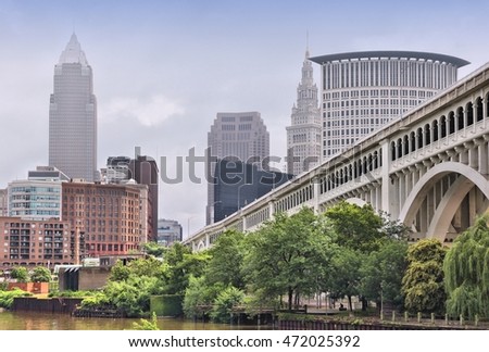Cleveland, Ohio in the United States. City skyline.