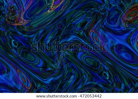 Colorful psychedelic background made of interweaving curved shapes. Illustration