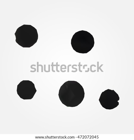 Black ink spot stain composition with leaks low and high resolution triangle mesh realistic vector eps10