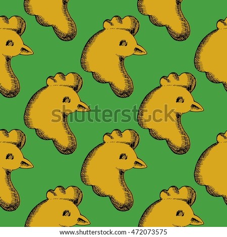 Chicken background. Colored hand drawn vector stock illustration. Seamless background pattern.