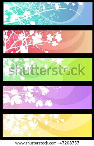 Five different beautiful colorful banners