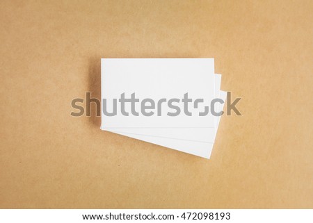 Blank business cards on recycled paper background