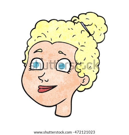 freehand textured cartoon female face