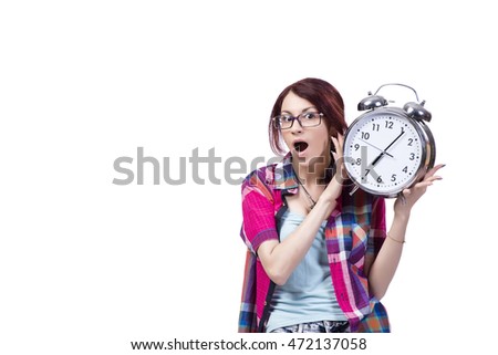 Education concept with student and clock