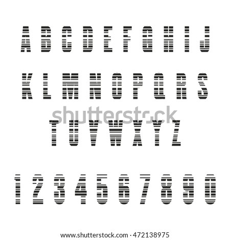 Stylish barcode typeface font. Stripped letters of barcode scanning. Custom font. Vector illustration