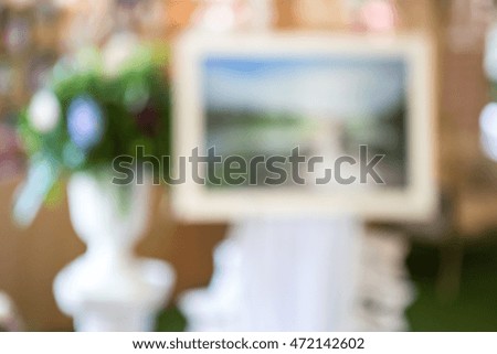 abstract blur background of wedding photo and flower in wedding 