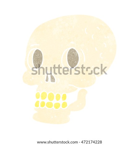 freehand retro cartoon halloween skull