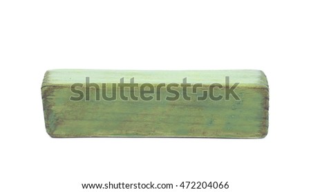 Hyphen dash symbol sawn of wood and paint coated, isolated over the white background
