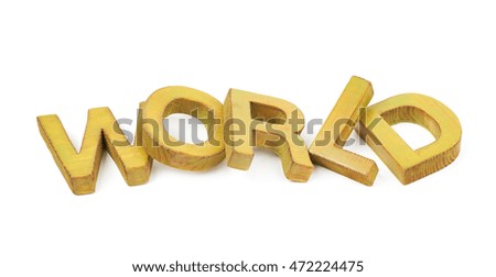 Word World made of colored with paint wooden letters, composition isolated over the white background
