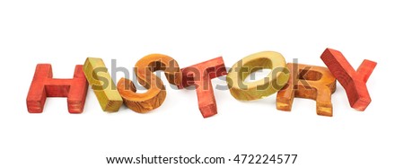 Word History made of colored with paint wooden letters, composition isolated over the white background