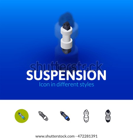 Suspension color icon, vector symbol in flat, outline and isometric style isolated on blur background