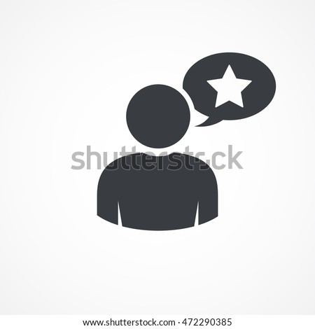 User with speech bubble icon, star symbol