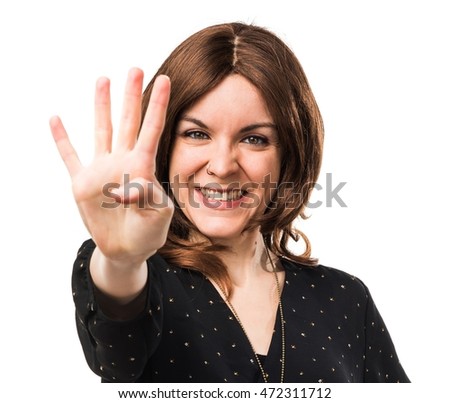 Woman counting four