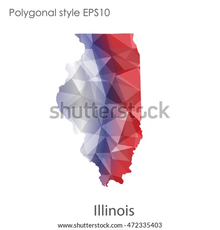 Illinois state map in geometric polygonal,mosaic style.Abstract gems triangle,modern design background. Vector illustration EPS10