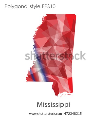 Mississippi map in geometric polygonal,mosaic style.Abstract gems triangle,modern design background. Vector illustration EPS10