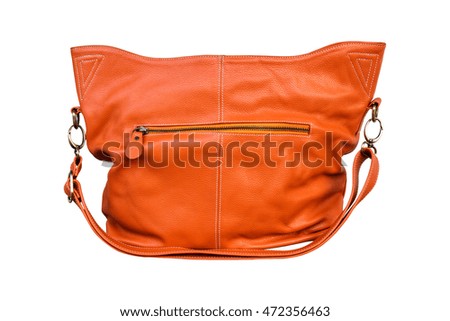 Handbag leather orange isolated on white background shot in studio. clipping path in picture.