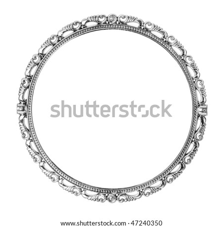 Antique silver mirror isolated on white background