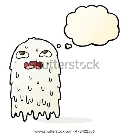 gross cartoon ghost with thought bubble