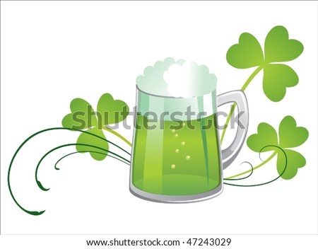 Green beer with shamrocks