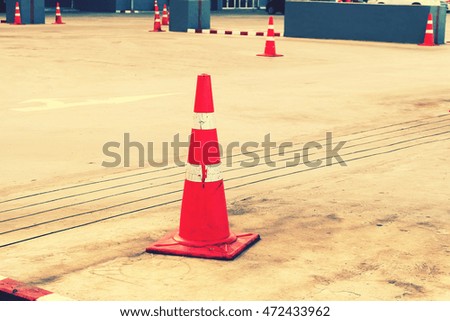 Traffic cone in the road.