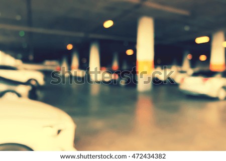 Vintage Style  parking lot in shopping mall.