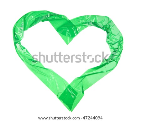 heart sign ,close up of an adhesive tape  isolated on white background