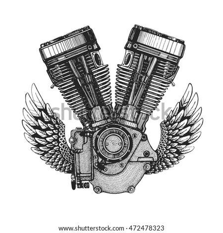 Hand drawn vector icon of engine