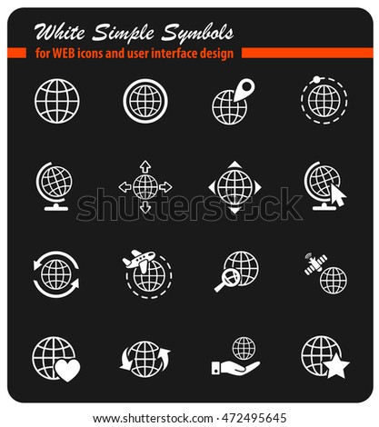 globes white simply symbols for web icons and user interface design