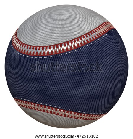 3d illustration of a baseball blue and grey leather with zipp. Isolated on white background. High resolution. 