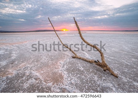 salt dry lake sunset