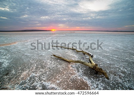 salt dry lake sunset