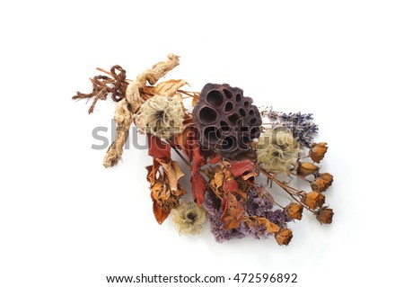 bouquet of dry flowers on a white background