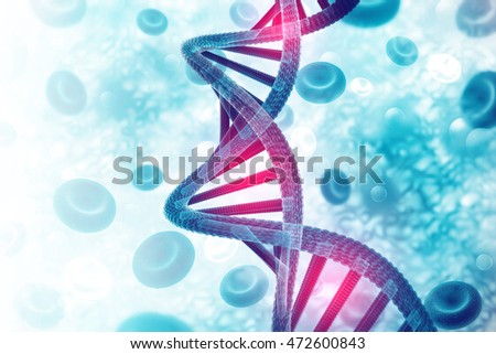 DNA structure on scientific background. 3d illustration